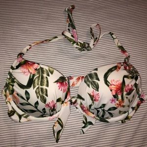 H&M push up white flower tie bikini top